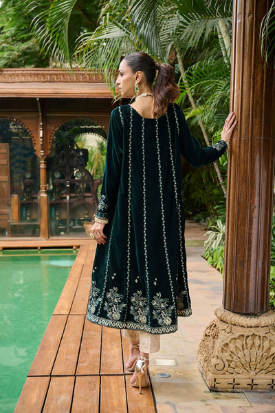 Dhanak - Velvet Embroidered Shirt with Jamawar pants and Maissori Dupatta