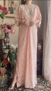 Lace/Net Embellished Pink Kaftan