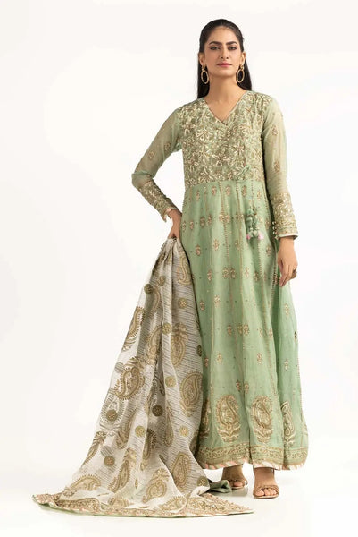 Zari Net Block Printed Outfit with Block Printed Dupatta