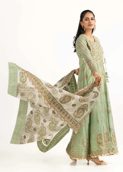 Zari Net Block Printed Outfit with Block Printed Dupatta