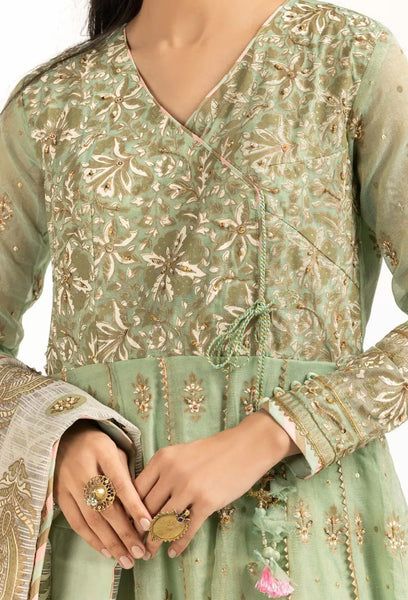 Zari Net Block Printed Outfit with Block Printed Dupatta