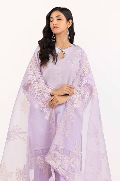 Lavender Cotton Silk Embroidered Shirt with Embroiderd Dhaka Pajama