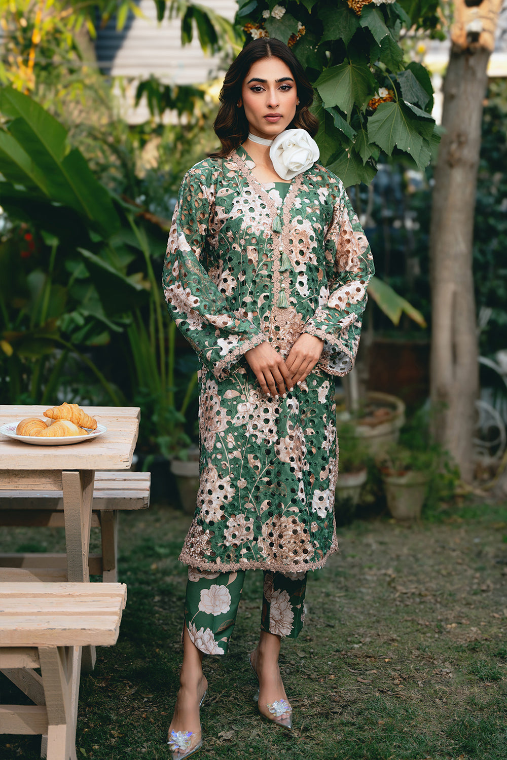 Chikankari Printed Co-Ord Silk Set