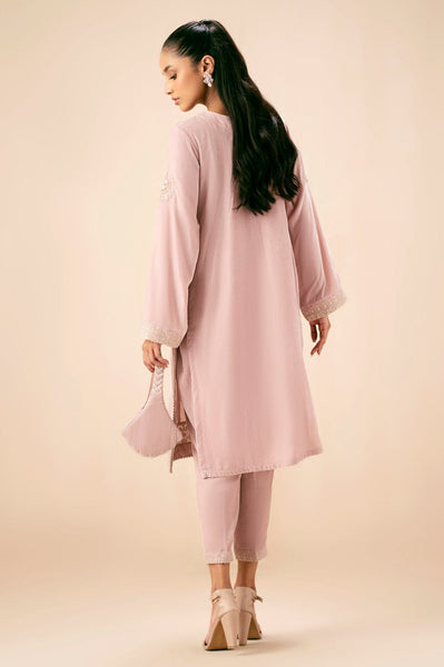 Zeen - Blush Pink Embroidered Velvet Outfit