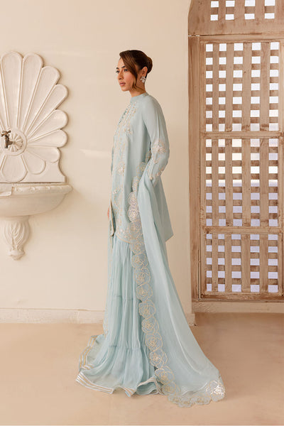 Ice Blue Embellished Silk Outfit - Vanya