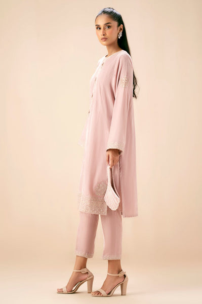 Zeen - Blush Pink Embroidered Velvet Outfit