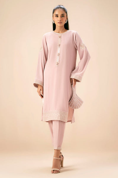 Zeen - Blush Pink Embroidered Velvet Outfit