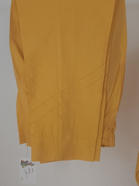 Yellow Hand-Embellished Cotton Shirt with Pants and Organza Dupatta