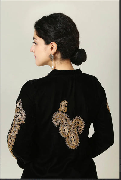 Generations - Copper Velvet Embroidered Shirt with Gharara & Dupatta